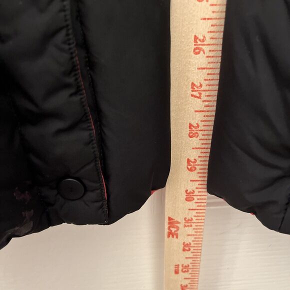 Lands End Goose Down Jacket Reversible Black & Red Puffer Women Sz L 14-16 - Picture 7 of 14